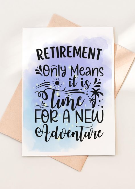 PRICES MAY VARY. Celebrate New Beginnings: This retirement card embraces the spirit of new adventures! The heartfelt message, "Retirement Only Means It's Time for a New Adventure," beautifully conveys the excitement of new beginnings. Perfect Card Size: With dimensions of 5X7 inches, this card offers ample space to write a personalized retirement message, share well-wishes, and express your congratulations on this exciting life milestone. High-Quality Craftsmanship: Made from premium 300gsm card Handmade Retirement Cards For Teachers, Handmade Retirement Cards, Retirement Cards For Women, Stampin Up Retirement Cards, Best Wishes For Retirement, Retirement Card Ideas, Diy Retirement Cards, Retirement Card Messages, Cards For Men Handmade