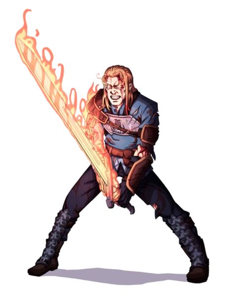 Male Human Cleric or Warpriest of Gorum with Flaming Greatsword - Pathfinder PFRPG DND D&D 3.5 5E 5th ed d20 fantasy Fighter Dnd, Fire Effect, Blood Hunter, Half Elf, Knight Art, Fantasy Races, Dungeons And Dragons Characters, Dnd Art, Facial Expression