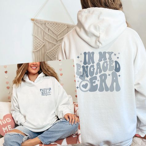 Bride Era, Retro Text, Engagement Celebration, Future Mrs, Women Hoodies Sweatshirts, Navy Color, Fall Wardrobe, Engagement Gifts, Dusty Blue