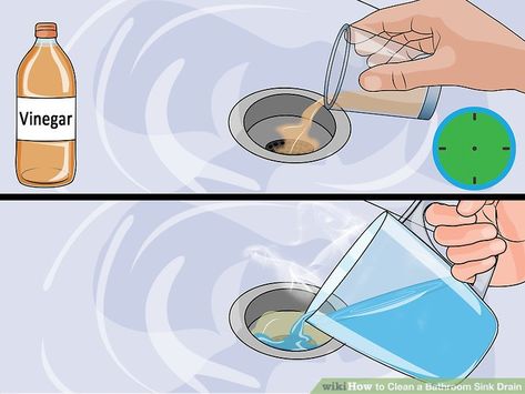 3 Ways to Clean a Bathroom Sink Drain - wikiHow Declogging Sink, Cleaning Sink Drains, Clean Bathroom Sink, Kitchen Sink Clogged, Smelly Bathroom, Bathroom Sink Drain Stopper, Sink Drain Cleaner, Bathroom Sink Diy, Sink Drain Stopper