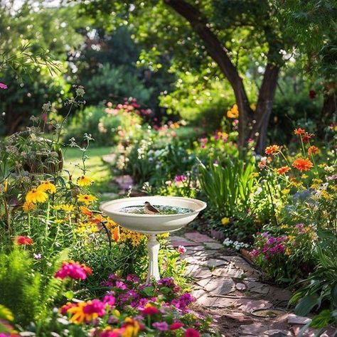 Bird Bath Garden, Quiet Corner, Decor Steals, Water Features In The Garden, Patio Spaces, Space Decor, Garden Gates, Garden Patio, Yard Landscaping