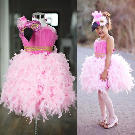 Toddler Flamingo Costume Diy, Flamingo Costume Kids, Flamingo Costume Diy, Flamingo Halloween Costume, Flamingo Outfit, Flamingo Costume, Fairytale Gown, Book Day Costumes, Halloween Cans