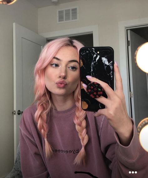 Girl With Pink Hair, The Mirror, Pink Hair, A Girl, A Woman, Mirror, Hair, Pink