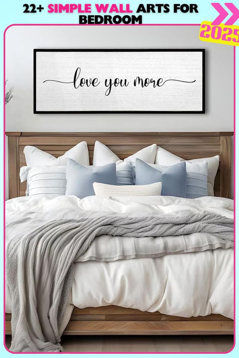 “Love You More” script art for simple bedroom decor. Handwritten font adds intimacy and warmth. Ideal for above the bed, perfect for neutral, cozy bedroom palettes. Art Ideas For Bedroom, Simple Wall Art Ideas, Neutral Cozy Bedroom, Simple Bedroom Decor, Simple Wall Art, Wall Art Ideas, Simple Bedroom, Handwritten Font, Cozy Bedroom