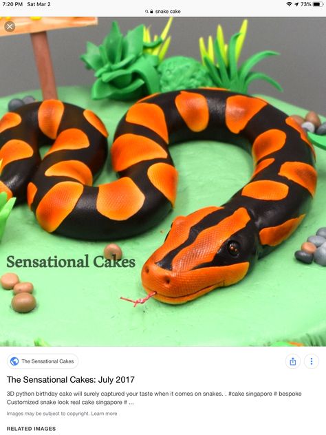 Snake Cakes, Snake Birthday, Snake Party, Reptile Party, Dragon Cake, Animal Cakes, Jungle Birthday, 6th Birthday Parties, Cakes For Boys