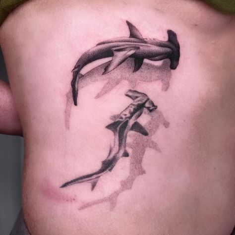 Shark Underboob Tattoo, Hammer Shark Tattoo, Hammerhead Tattoo, Saints Tattoo, Hammer Shark, Saint Tattoo, Melbourne Tattoo, Underboob Tattoo, Tattoo Instagram