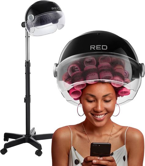 Amazon.com : RED by Kiss 3000 Ceramic Stand Hood Dryer with Digital Timer, Adjustable Height, 360° Wheels, 3 Temp Settings, Quick Drying, Comfortable Hood, Ideal for Home & Salon Use : Beauty & Personal Care Ceramic Stand, Hooded Hair Dryer, Salon Dryers, Bonnet Hair Dryer, Hair Dryer Stand, Hair Dryer Accessories, Digital Timer, Hair Pomade, Salon Equipment