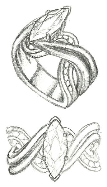 Mark Schneider Design - Enchantment engagement ring with a marquis diamond center Ring Sketch, Jewel Drawing, Chopard Jewelry, Jewelry Rendering, Ring Jewellery Design, Art Jewelry Design, Jewellery Design Sketches, Jewerly Designs, Trendy Jewerly