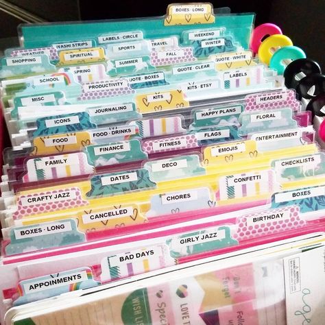 Jackie on Instagram: “Better picture for everyone of the categories I used for my sticker folders 💕” Organization Categories, Sticker Organizer, Well Pictures, Scrapbook Organization, Sticker Organization, Spring Quotes, Room Stickers, Small Space Organization, For Scrapbook