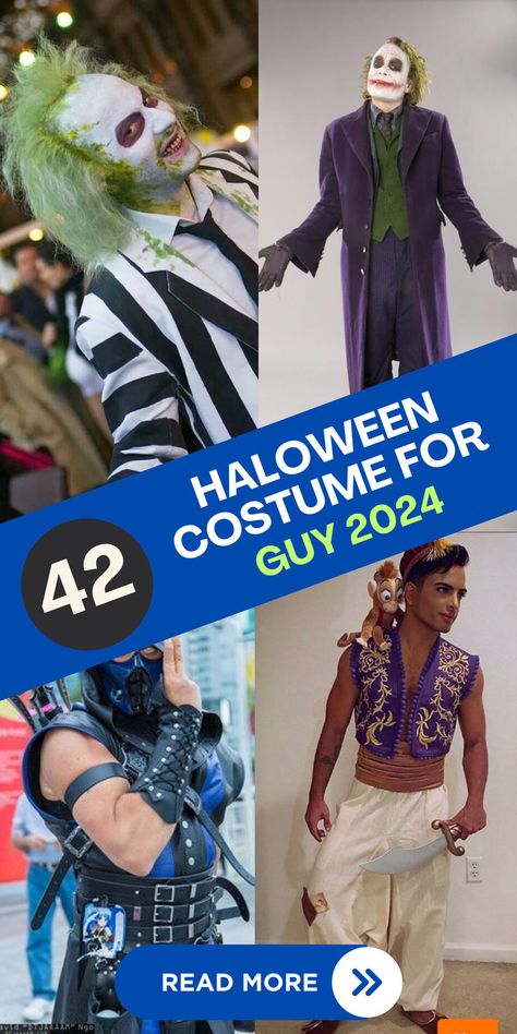 Get inspired with these 42 epic Halloween costumes for guys! Perfect for making a bold statement at your next party or gathering. #GuyHalloweenCostumes #HalloweenIdeas #CostumeInspiration #Halloween2024 #EpicCostumes Mens Costume Party Ideas, Cool Guy Costumes Halloween, All Out Halloween Costumes, Diy Guy Costumes Halloween, Best Male Halloween Costumes, Guy Halloween Costumes, Halloween Costumes For Guys, Costumes For Guys, Movie Character Halloween Costumes