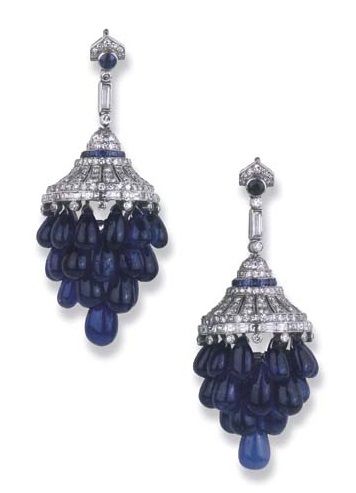 A PAIR OF ART DECO SAPPHIRE AND DIAMOND EARRINGS. Bijoux Art Deco, Sapphire And Diamond Earrings, Sapphire Band, Jeweled Earrings, Large Image, Blue Stones, Deco Jewelry, Fabulous Jewelry, Blue Jewelry