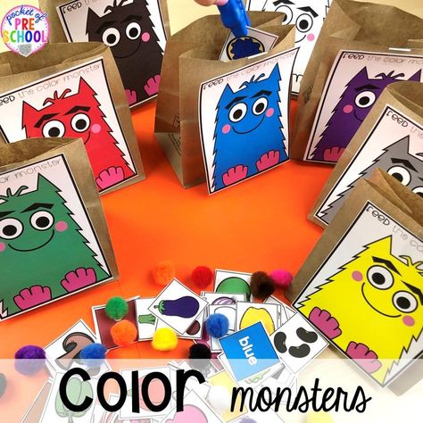 Color Monster Book Activities Preschool, The Color Monster Printable Free, Color Monster Template, The Color Monster Craft Preschool, Color Fine Motor Activities Preschool, Color Themed Crafts For Preschool, Color Monsters Printable, Monsters Love Colors Activities, The Color Monster Printable