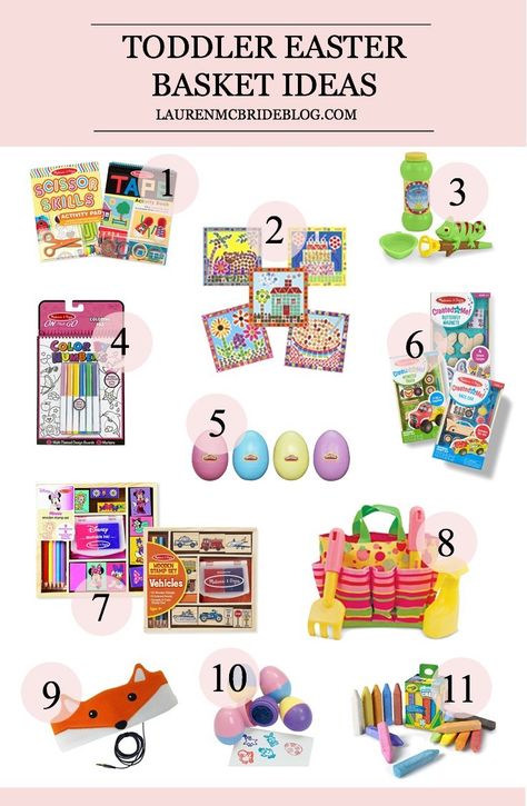 Life and style blogger Lauren McBride shares her Easter Basket Gift Ideas for Toddlers and Babies which are filled with stimulating items and no candy. Easter Basket Gift Ideas, Toddler Easter Gifts, Basket Gift Ideas, Lauren Mcbride, Easter Baskets For Toddlers, Easter Basket Ideas, Toddler Easter, Basket Gift, Easter Gift Baskets