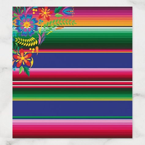 Colorful Mexican Fiesta envelope liners with folk art flowers against sarape stripes. Great for Mexico destination weddings, Cinco de Mayo weddings, or for someone who loves Mexican culture. Part of our Mexican Flowers collection. Mexican Mugs, Mexican Fiesta Birthday Party, Mexican Invitations, Mexican Baby Shower, Mexican Party Decorations, Mexican Pattern, Paper Flower Patterns, Mexican Flowers, Mexican Party Theme