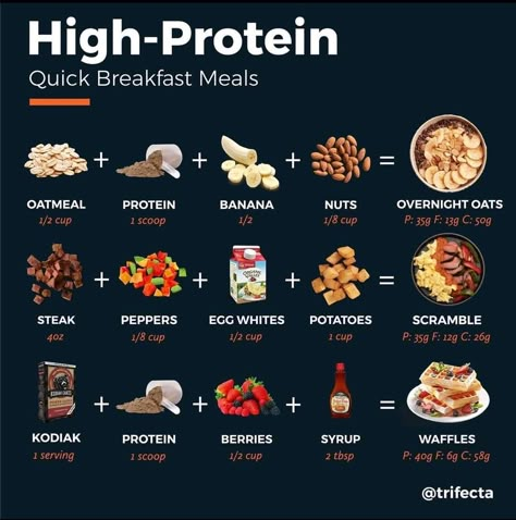 High Protein Breakfast Ideas, Protein Breakfast Ideas, Healthy Weight Gain Foods, Food To Gain Muscle, Protein Meal Plan, High Protein Breakfast Recipes, High Protein Meal Prep, Breakfast Meals, Healthy High Protein Meals