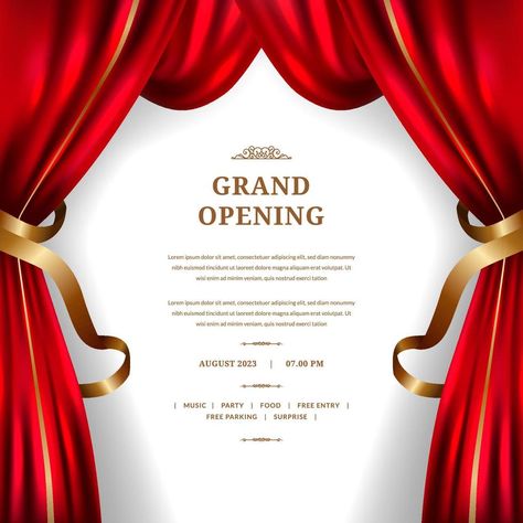 Grand Opening Decor, Grand Opening Background, Red Curtain Background, Grand Opening Poster, Graphic Flyer, Grand Opening Banner, Curtain Background, Announcement Poster, Weeknd Poster