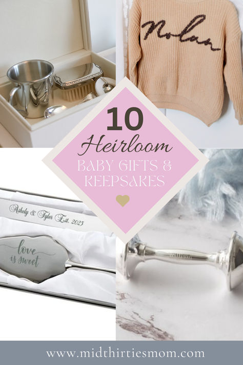 10 heirloom ideas for a new baby girl #family #tradition #babygift #newmom Sentimental Gifts For Baby Girl, Baby Girl Keepsake Ideas, Baby Shower Sentimental Ideas, Baby Keepsake Ideas, Newborn Girl Gift, Golden Retriever Mom, Baby Shower Gift Basket, Heirloom Gifts, Unique Baby Shower Gifts