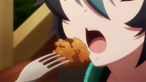 Anime Eating Gif, Eating Animation, Anime Chicken, Chicken Meme, Luck And Logic, Anime Eating, Eating Gif, Girl Eating, Chicken Nugget