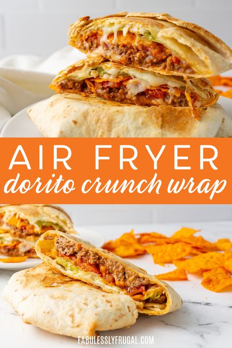 Air Fryer Crunch Wraps, Crunch Wrap Recipe, Crunchwrap Recipe, Air Fryer Easy, Copycat Taco Bell, Wraps Recipes Easy, Homemade Taco Seasoning Recipe, Crunch Wrap, Wrap Recipe