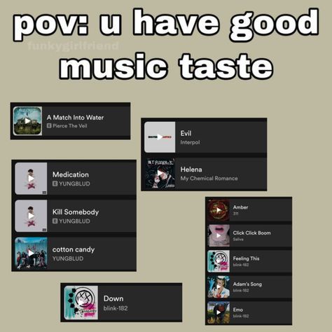 My Music Taste Template, Music Taste Template, Adams Song Blink 182, My Taste In Music, My Music Taste, Music Taste, My Music, Blink 182, Pierce The Veil