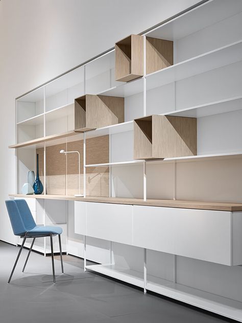 MINIMA 3.0. A modular, storage unit with shelves and containers. MDF Italia Storage Unit Office, Office Storage Cabinet, Small Storage Shelves, Comfortable Desk, Used Office Furniture, Small Home Offices, Office Storage Cabinets, Shelving Design, Modular Shelving