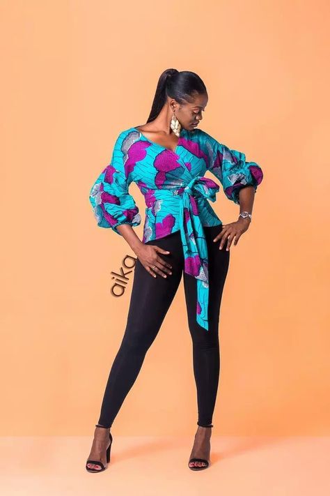 Ankara Top Designs, Casual Ankara Styles, Ankara Wrap Top, Ankara Blouse Styles, African Print Top, Ankara Blouse, Nigerian Fashion Ankara, Trendy Ankara Styles, Ankara Clothing