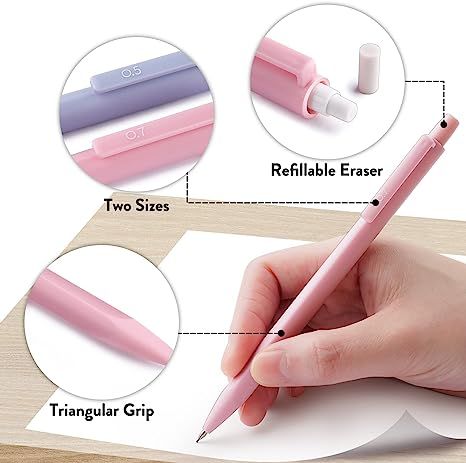 Cute mechanical pencils are good for writing, painting, drafting, drawing, sketching, etc. Pastel Mechanical Pencils, Metal Drawing, Drafting Pencil, Crayons Pastel, Pencil Lead, Cute Pencil Case, Kawaii School Supplies, Writing Utensils, Gel Ink Pens