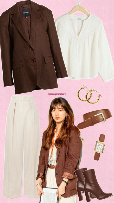 KDrama Inspired Outfit / Seo Dal Mi Bae Suzy Blazer Styling Casual Chic Korean Fashion Office OOTD Seo Dal Mi, Blazer Styling, Korean Fashion Office, Office Ootd, Fashion Office, Bae Suzy, Casual Chic, Kdrama, Korean Fashion