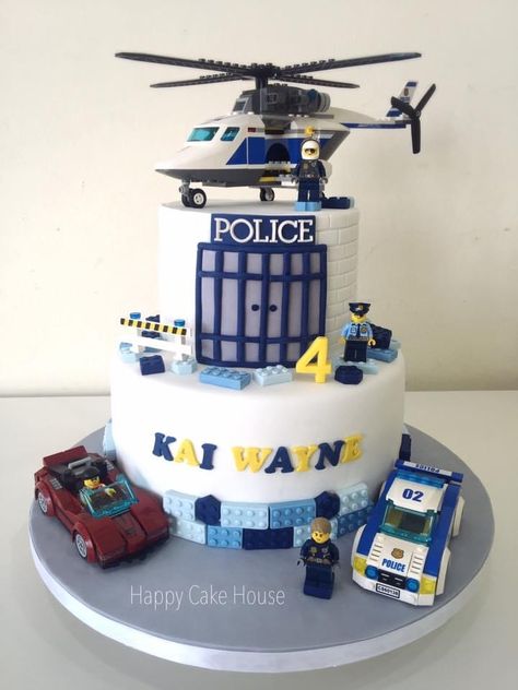 Birthday Cake Police Theme, Police Birthday Party Cake, Police Lego Cake, Lego Police Birthday Cake, Police Car Cakes For Boys, Police Cake Ideas Birthday, Police Cake Design, Police Themed Cake, Cake Police