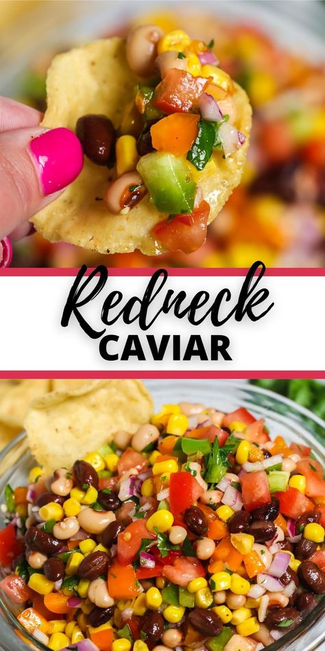 Salsa For A Crowd, Chili Side Dishes, White Trash Recipe, Beans And Vegetables, Chili Party, Caviar Recipes, Delicious Slow Cooker Recipes, Fresh Dishes, Cowboy Caviar