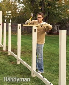 Set the posts right and the rest is easy Fence Curb Appeal, Cottage Fencing, Fence Planning, Vinyl Privacy Fence, House Fence, Pvc Fence, Natural Fence, Cheap Fence, Concrete Fence