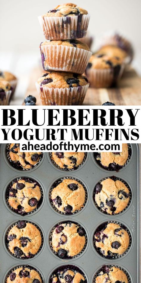 Yogurt Blueberry Muffins, Frozen Blueberry Muffins, Greek Yogurt Blueberry, Greek Yogurt Blueberry Muffins, Moist Blueberry Muffins, Blueberry Yogurt Muffins, Blueberry Muffin Recipe, Blueberry Yogurt, Yogurt Muffins