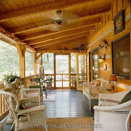 Screened Porch Designs, Balkon Decor, Casa Clean, Log Home Designs, Building A Porch, Casa Country, Timber Frame Homes, House With Porch, Home Porch