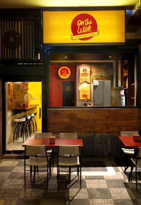 Design the brand identity and graphical interior design from the restaurant On the Wok in Caracas, Venezuela. Asian Fast Food, Plateau Tv, Street Food Design, Restaurant Entrance, Small Restaurant Design, Small Restaurant, American Interior, Asian Restaurants, Restaurant Concept