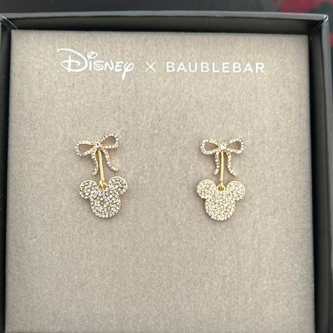 Nib Disney X Baublebar Mickey & Bow Sparking Dangle Earrings Disney Earrings, Baublebar Earrings, Mickey Mouse Earrings, Witch Earrings, Arrow Earrings, Bling Earrings, Jeweled Earrings, Jewelry Candles, Crystal Hoop Earrings