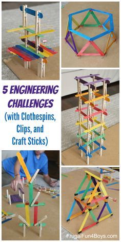 Simple Stem Activities, Engineering Challenges, Steam Ideas, Steam Projects, Engineering Challenge, Craft Sticks, Stem Activity, Steam Activities, Binder Clips