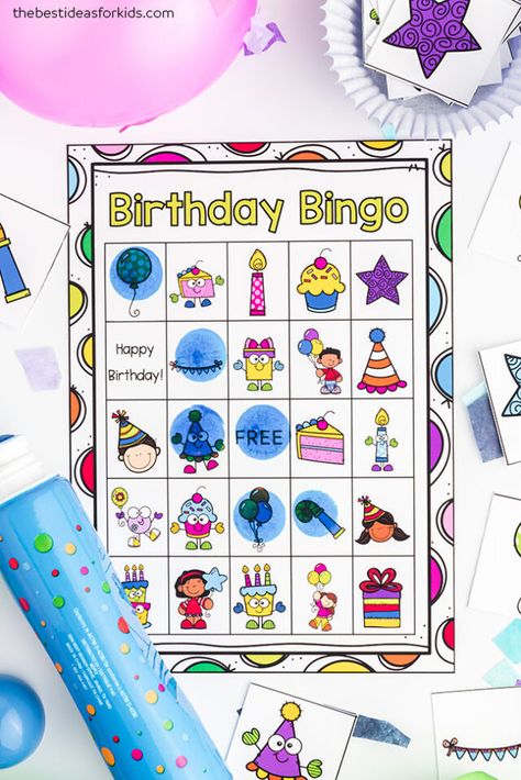 Birthday Bingo Cards for Kids Birthday Bingo, Free Printable Bingo Cards, Summer Preschool Crafts, Spring Crafts Preschool, Winter Crafts Preschool, Birthday Party Games For Kids, 10 Birthday, Bingo Cards Printable, Free Printable Cards