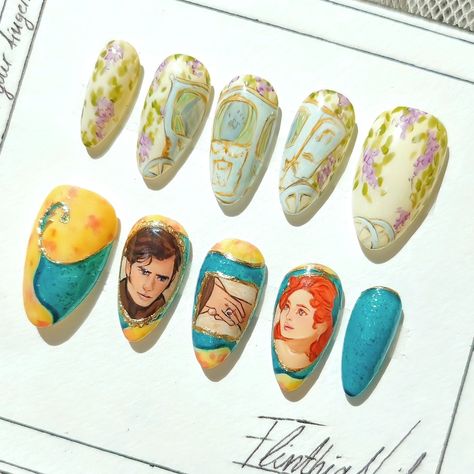 ✨️ Are we not friends ?🧐 🙀 . #bridgerton#bridgertonnails#bridgertonseason3 #periodnails#polin#colinbridgerton#penelopefeatherington#friendstolovers #nailartportraits #bookish #nails #nailinspo Bridgerton Nail Art, Booktok Nails, Bookish Nails, Bridgerton Nails, Not Friends, Nail Studio, Nails Inspo, May 20, Asian Style