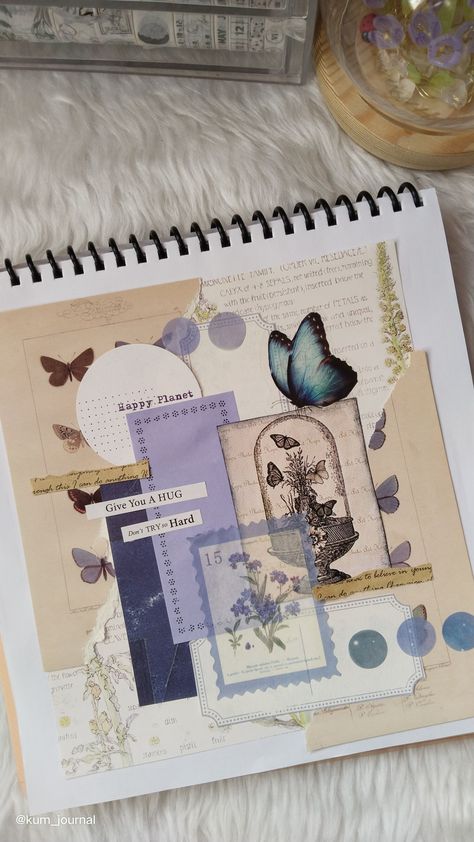 Journaling ideas, scrapbook Journal, Journal inspiration Scrapbook Ideas Butterfly, Journal With Stickers Ideas, How To Start A Scrapbook Journal, Creative Scrapbook Ideas Inspiration, Fashion Diary Ideas, Journal Ideas Aesthetic Vintage Easy, Journaling Decorating Ideas, Junk Scrapbook Ideas, Sticker Journaling Ideas