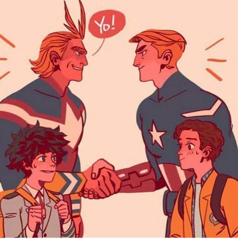 All Might meats Captain America! ft. Deku & Peter Parker Dik Dik, Funny Marvel, Funny Marvel Memes, Fandom Crossover, Harry Potter Anime, My Hero Academia Memes, Buko No Hero Academia, Boku No Hero Academia Funny, Cartoon Crossovers