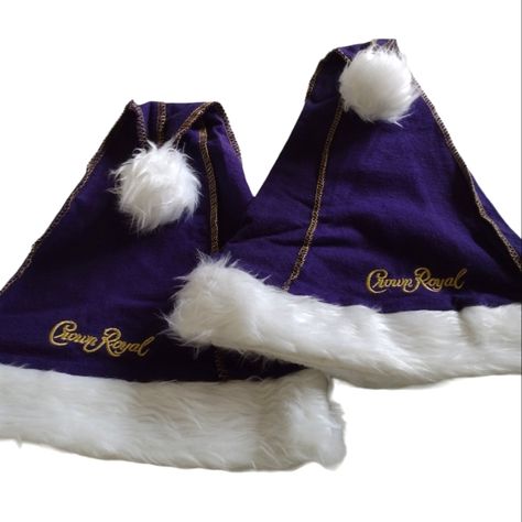 Crown Royal Santa Christmas Hats. Set Of 2. Nwot. Additional Ones Available, Just Inquire!. Felt And Faux Fur. Very Purple Crown Bag Crafts, Crown Royal Gnomes, Crown Royal Bags Ideas Diy, Crown Royal Bottle Crafts Diy, Crown Royal Diy, Crown Royal Crafts, Crown Royal Bags, Liquor Bottle Crafts, Purple Crown