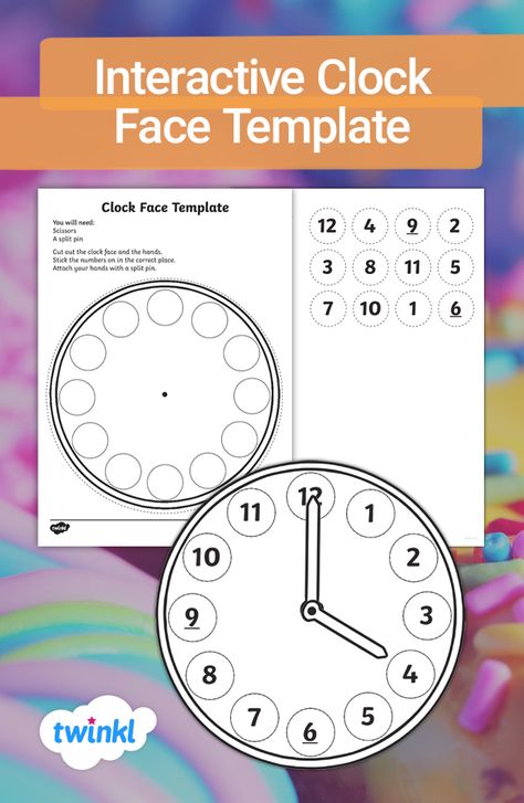 Tell The Time Clock, Analogue Clock, Teaching Displays, Clock Template, Make A Clock, Teaching Resources Primary, Time Activity, Clock Numbers, Face Template