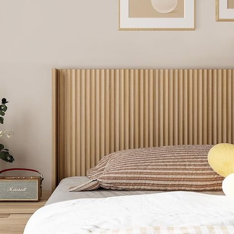 Amazon.com - JINDOLI Wood King Headboard Only Bed Headboard Wall Mounted Rustic and Mid Century Modern Farmhouse Unique Boho Bedroom Furniture,Natural Oak,Fluted Panels,Easy Assembly Light Wood Headboard, Bed Headboard Wall, Unique Bedroom Furniture, Oak King, Oak Headboard, Wall Mounted Headboards, Boho Headboard, Mid Century Modern Farmhouse, Boho Bedroom Furniture