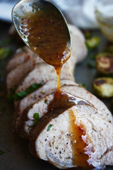 Sheet Pan Pork Tenderloin with Apple Cider Sauce Pork And Apple Sauce, Sauce For Pork Tenderloin, Mustard Sauce For Pork, Sheet Pan Pork Tenderloin, Apple Cider Sauce, Apple Cider Pork, Sheet Pan Pork, Mustard Pork Tenderloin, Apple Pork Tenderloin