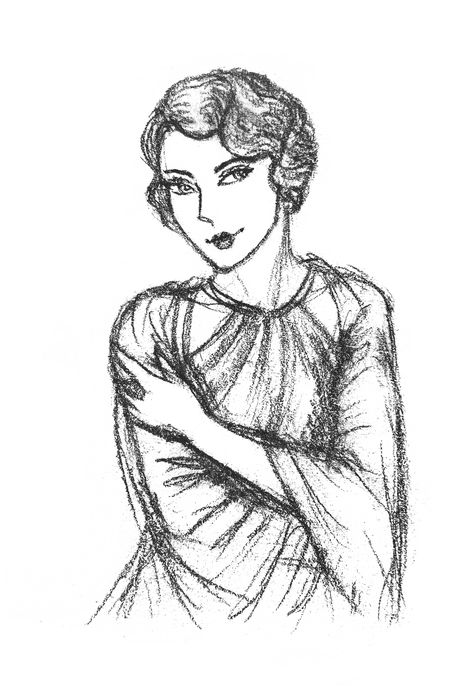 1920 woman (Finger wave hair is quite a challenge for me) Finger Waves Drawing, Waves Sketch, Traditional Drawings, Drawing Pics, 1920 Women, 1950s Woman, Finger Wave Hair, Wave Drawing, Finger Wave