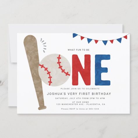 Minimalist Sports Baseball First birthday Invitation Zazzle 1st Birthday Baseball Theme, First Birthday Baseball, Baseball Birthday Invitations, Baseball Invitations, Baseball Theme Birthday, Baseball First Birthday, Sports Birthday Invitations, Cousin Camp, Baby First Birthday Themes