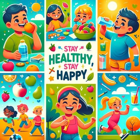 Health Food Drawing, Good Eating Habits Poster, Healthy Habits Illustration, Creative Nutrition Poster Design, Poster About Healthy Lifestyle, Healthy Food Poster Drawing, Health Poster Design Creative, Poster Making About Health, Good Health And Well Being Poster