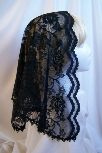 Goth Church, Catholic Veil, Lace Mantilla, Mantilla Veil, Chapel Veil, Vintage Goth, Head Wrap Scarf, Lace Veils, Lace Scarf