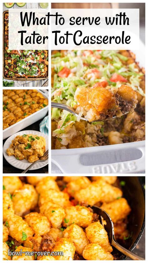 This classic is always a favorite when it comes to dinnertime. BUT do you wonder what to serve with tater Tot Casserole? We got you covered! Sides For Tater Tot Casserole, Tater Tot Casserole Side Dish, Hamburger Tater Tot Casserole, Tator Tot Recipe, Family Casserole, Tot Recipes, Cheesy Tater Tot Casserole, Hamburger Side Dishes, Tater Tot Hotdish