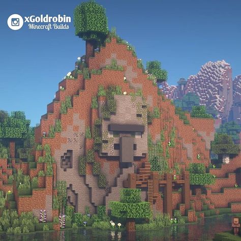 Goldrobin - Minecraft Builder в Instagram: «A Villager chiseled into a mountain. Who could he have been? 🤔🏔 Follow @xgoldrobin for more Minecraft Building ideas & designs!…» Iron Golem Statue Minecraft, Goldrobin Minecraft, Minecraft Building Ideas, Minecraft Building Guide, Minecraft Statues, Capas Minecraft, Minecraft Things, Minecraft Structures, Bangunan Minecraft